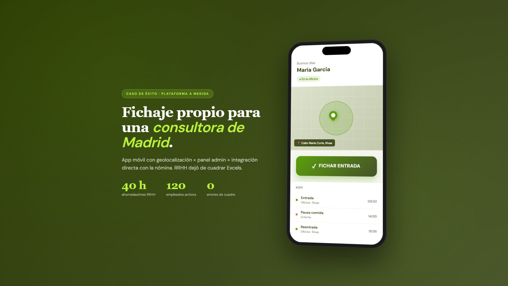 Plataforma de fichaje BROMDEL — app móvil con geolocalización