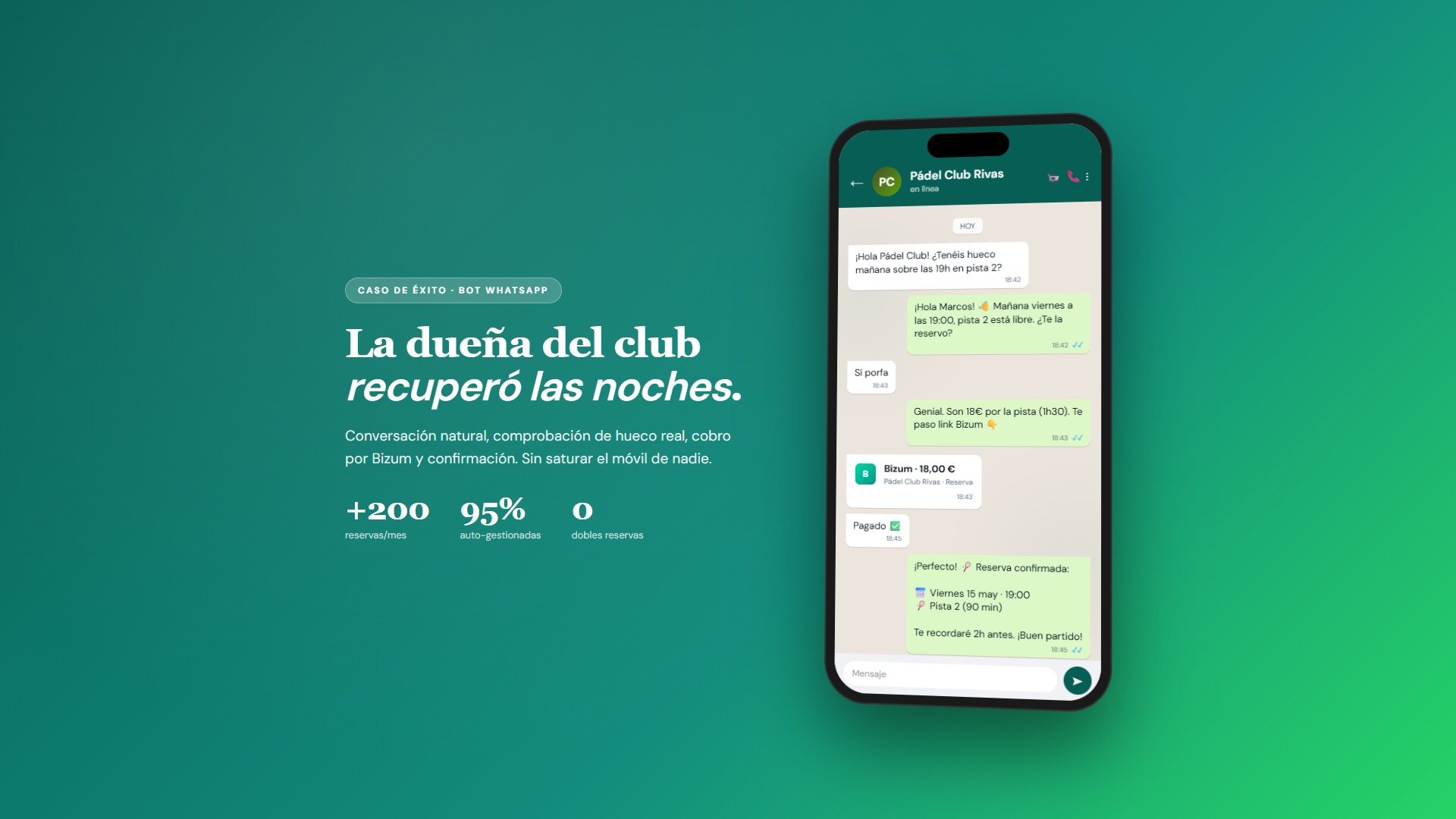 Bot WhatsApp para club de pádel — reserva y cobro